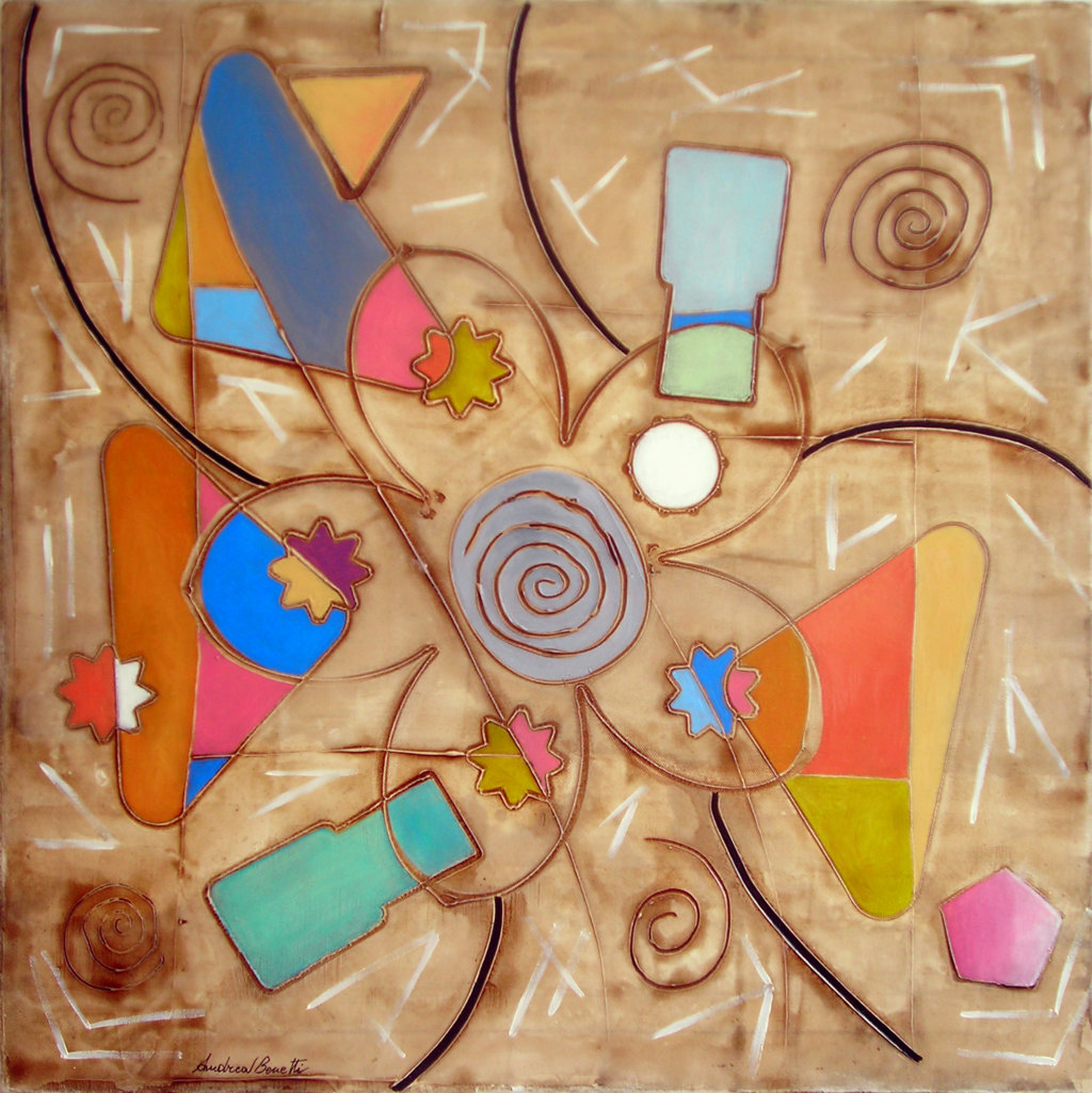 Fior di Loto, 2008, cm 60 x 60, olio e karkadè su tela
