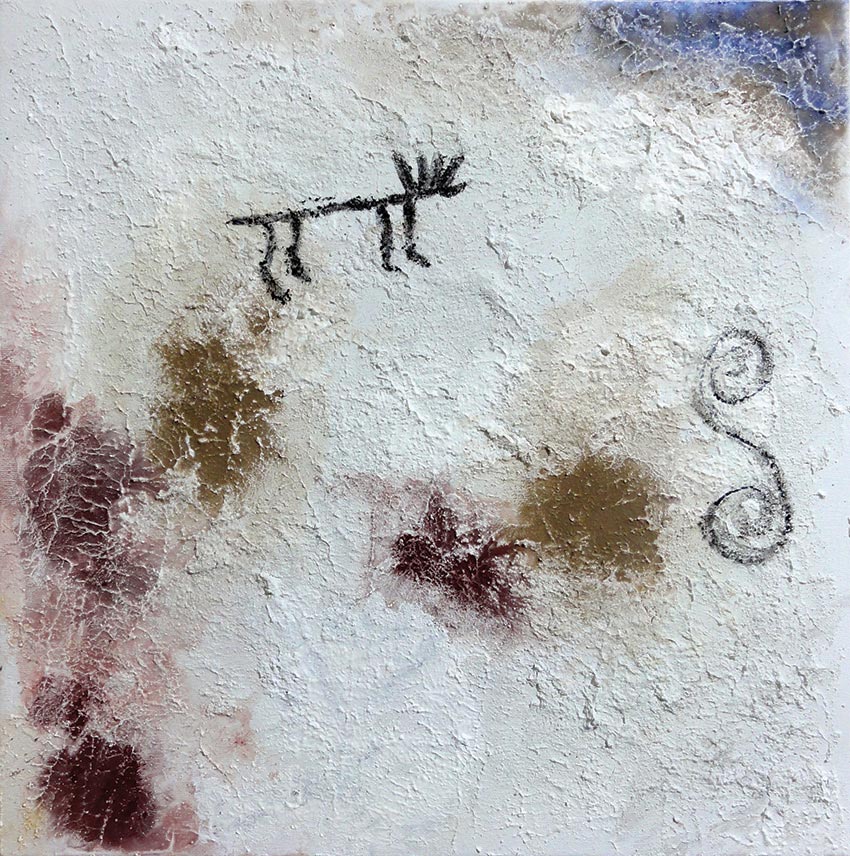 Fior di Loto, 2008, cm 60 x 60, olio e karkadè su tela